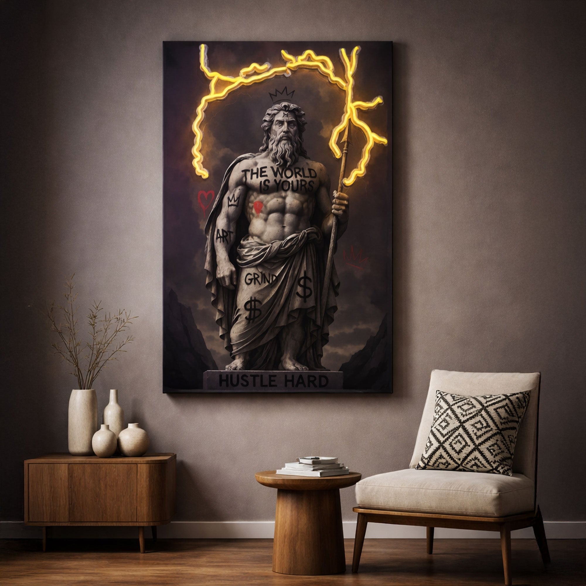Poseidon Neon Lightning Wall Art