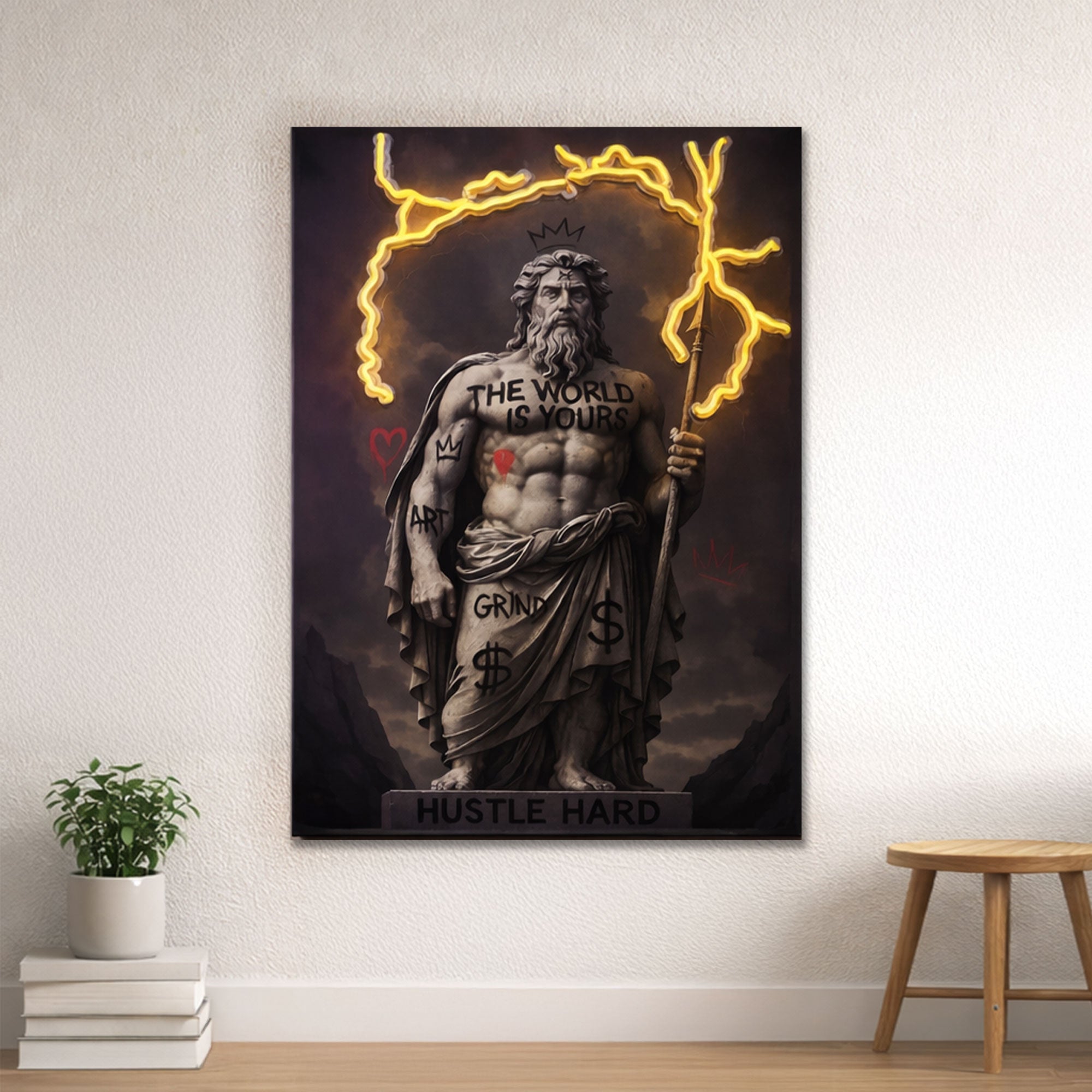 Poseidon Neon Lightning Wall Art