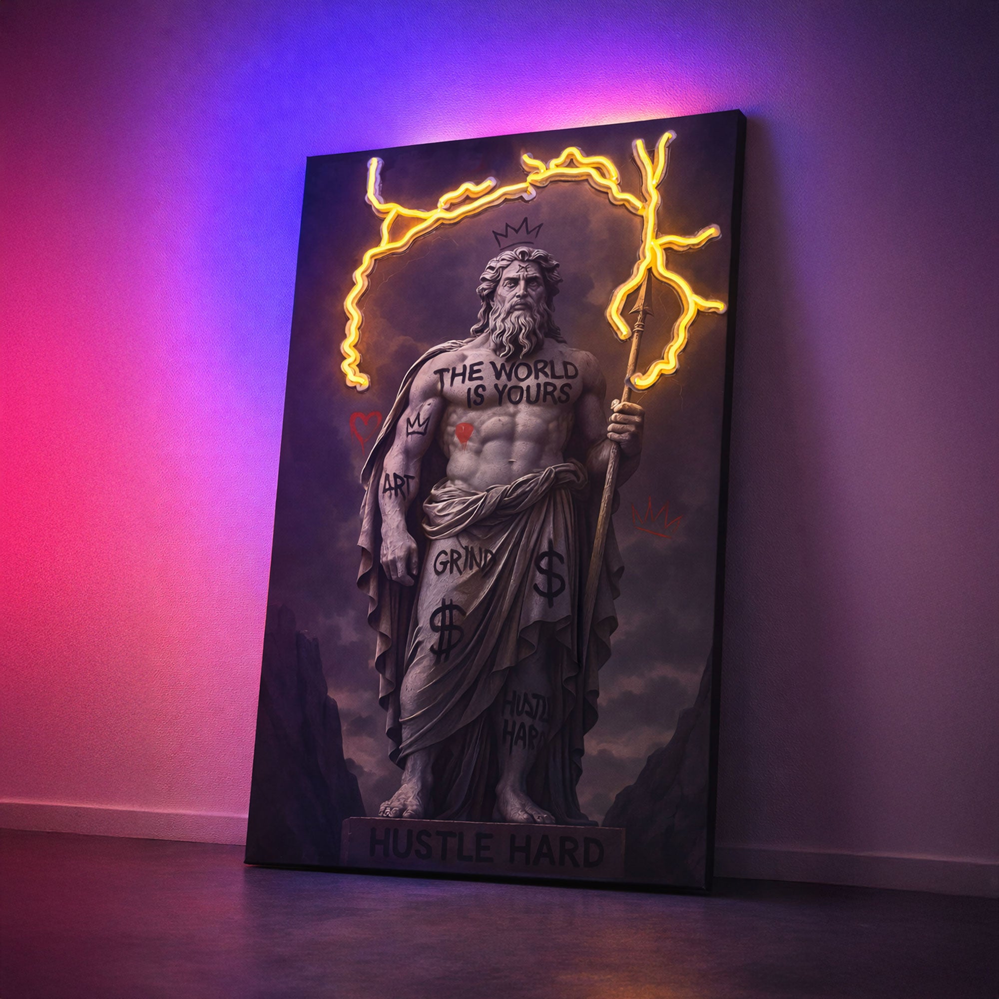 Poseidon Neon Lightning Wall Art