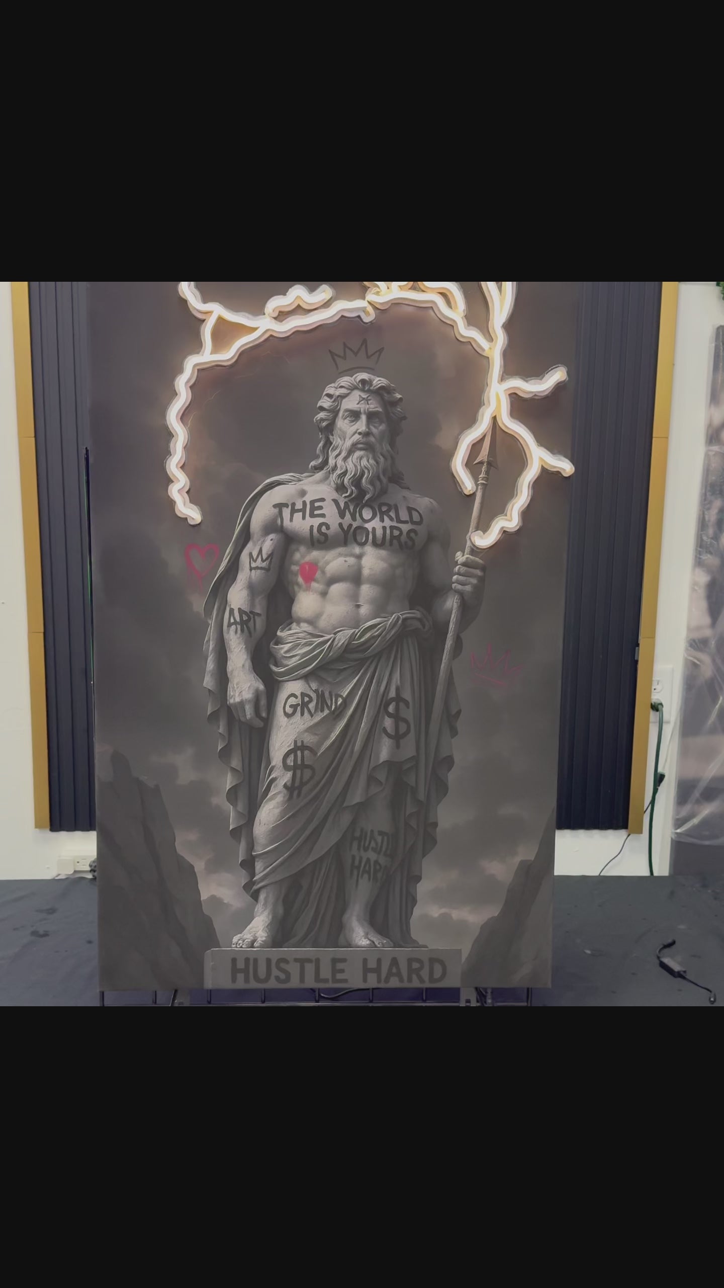 Poseidon Neon Lightning Wall Art