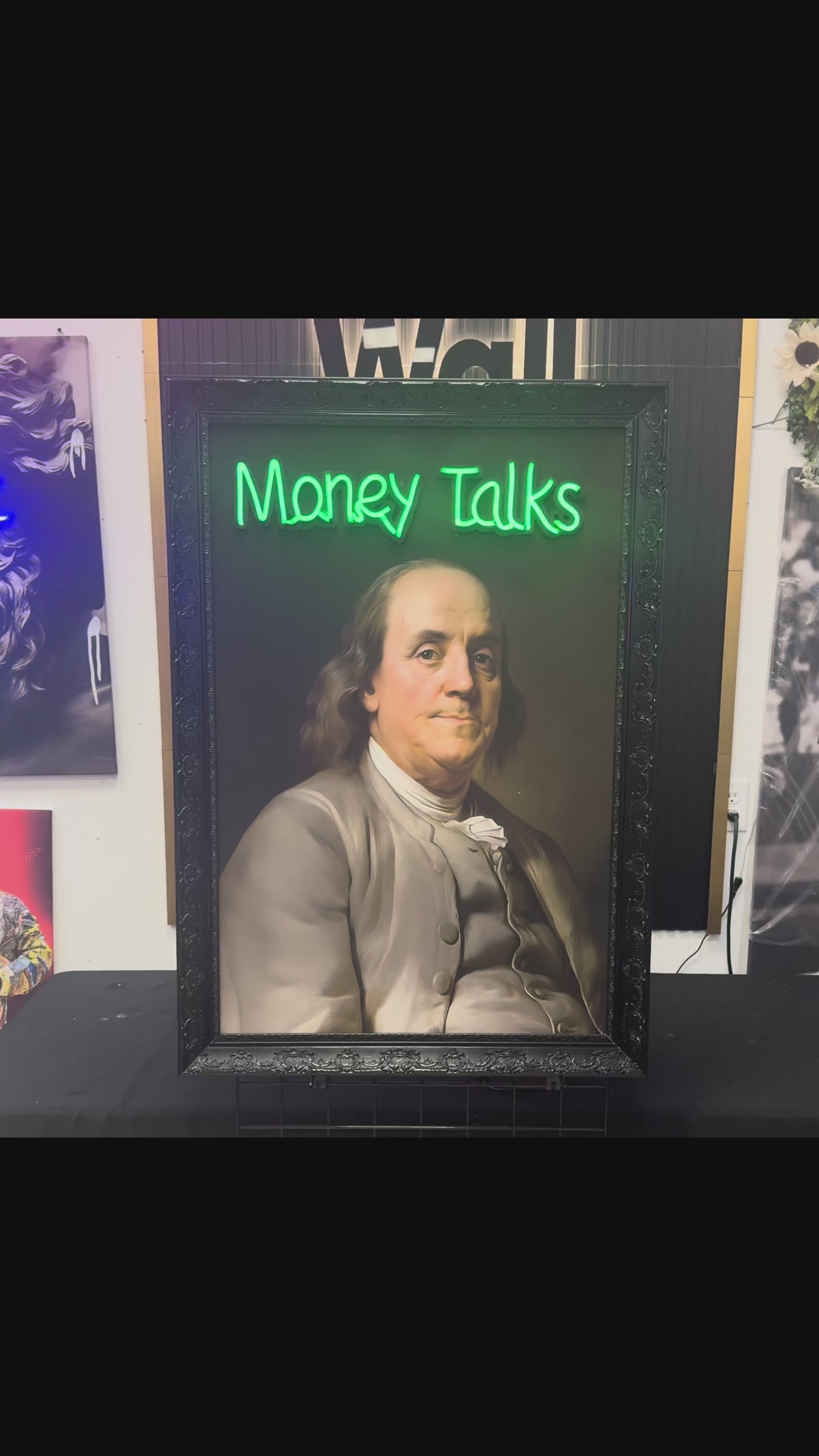 Money Talks - Benjamin Franklin Neon Wall Art Decor