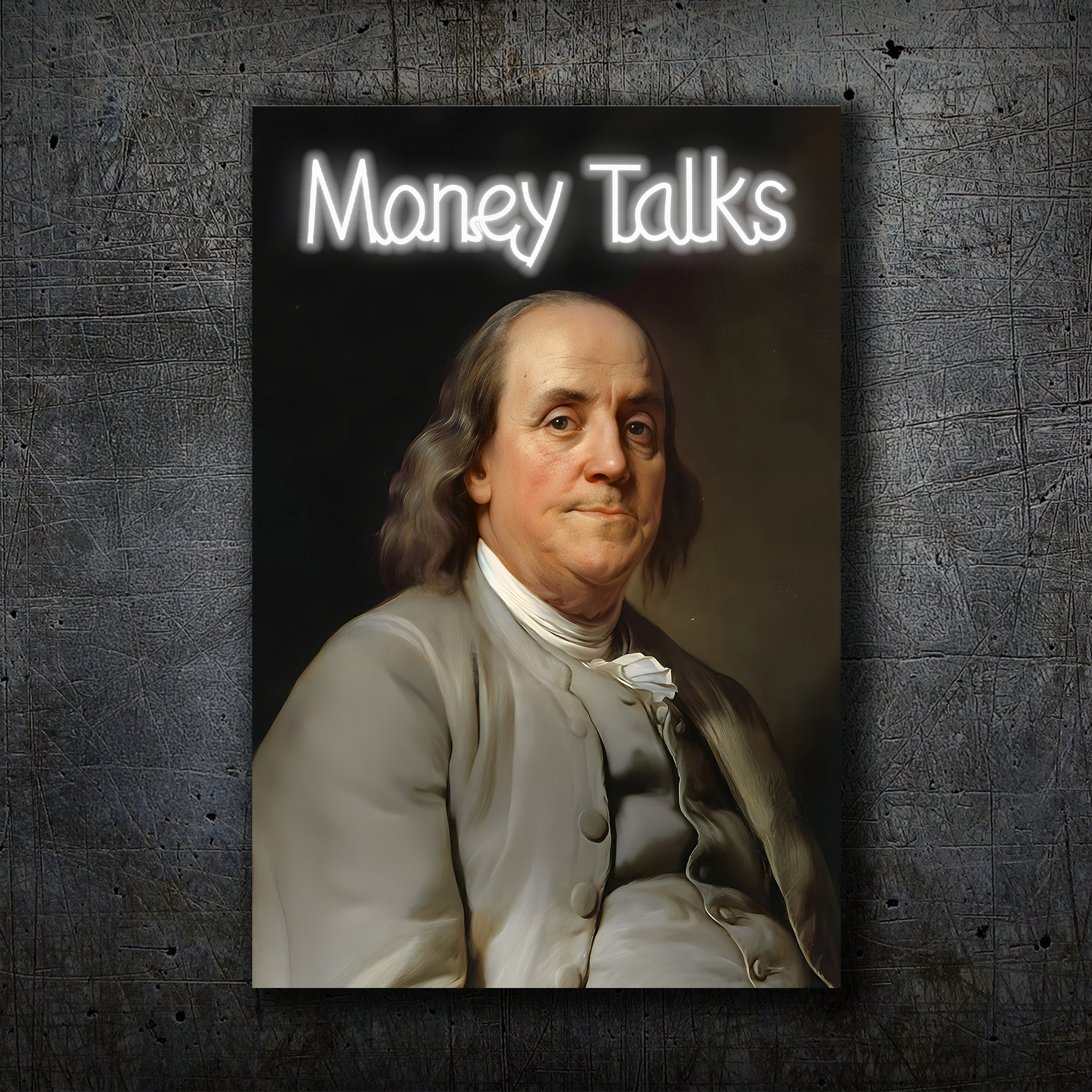 Money Talks - Benjamin Franklin Neon Wall Art Decor