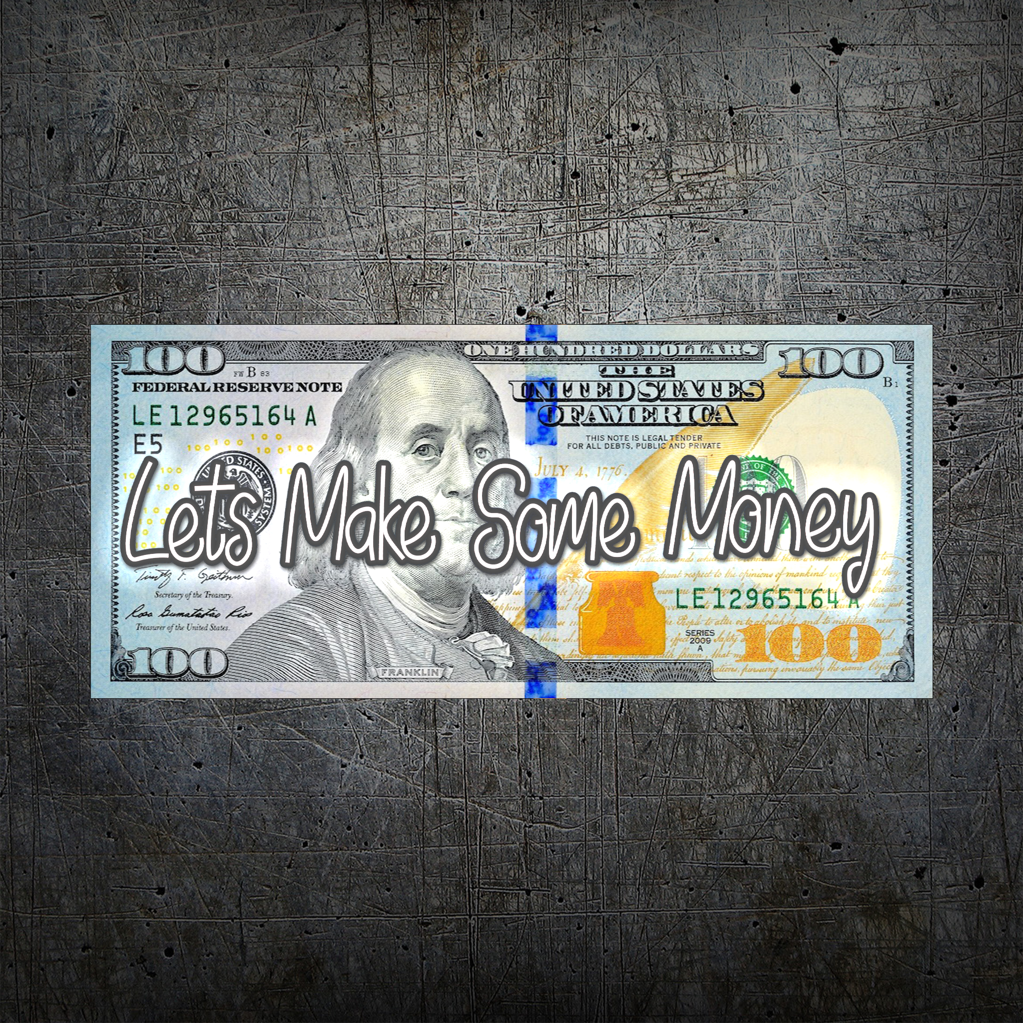 100 Dollar Bill Neon Wall Art – “Let’s Make Some Money” Motivational Decor