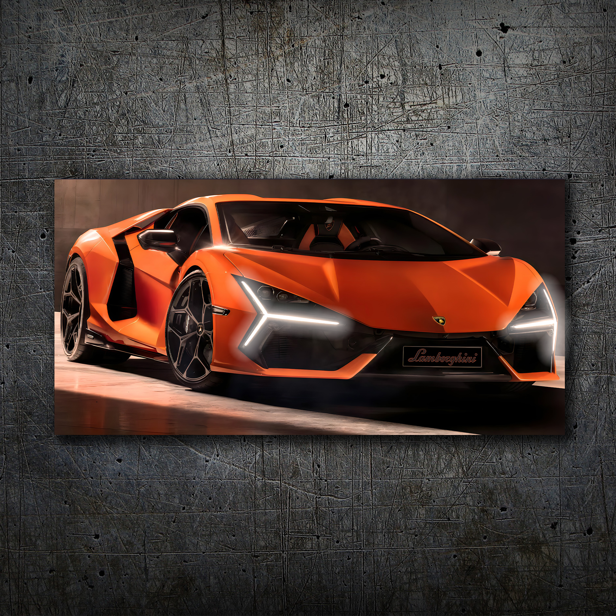 Lamborghini Sian – Orange Supercar Neon Headlights Wall Art