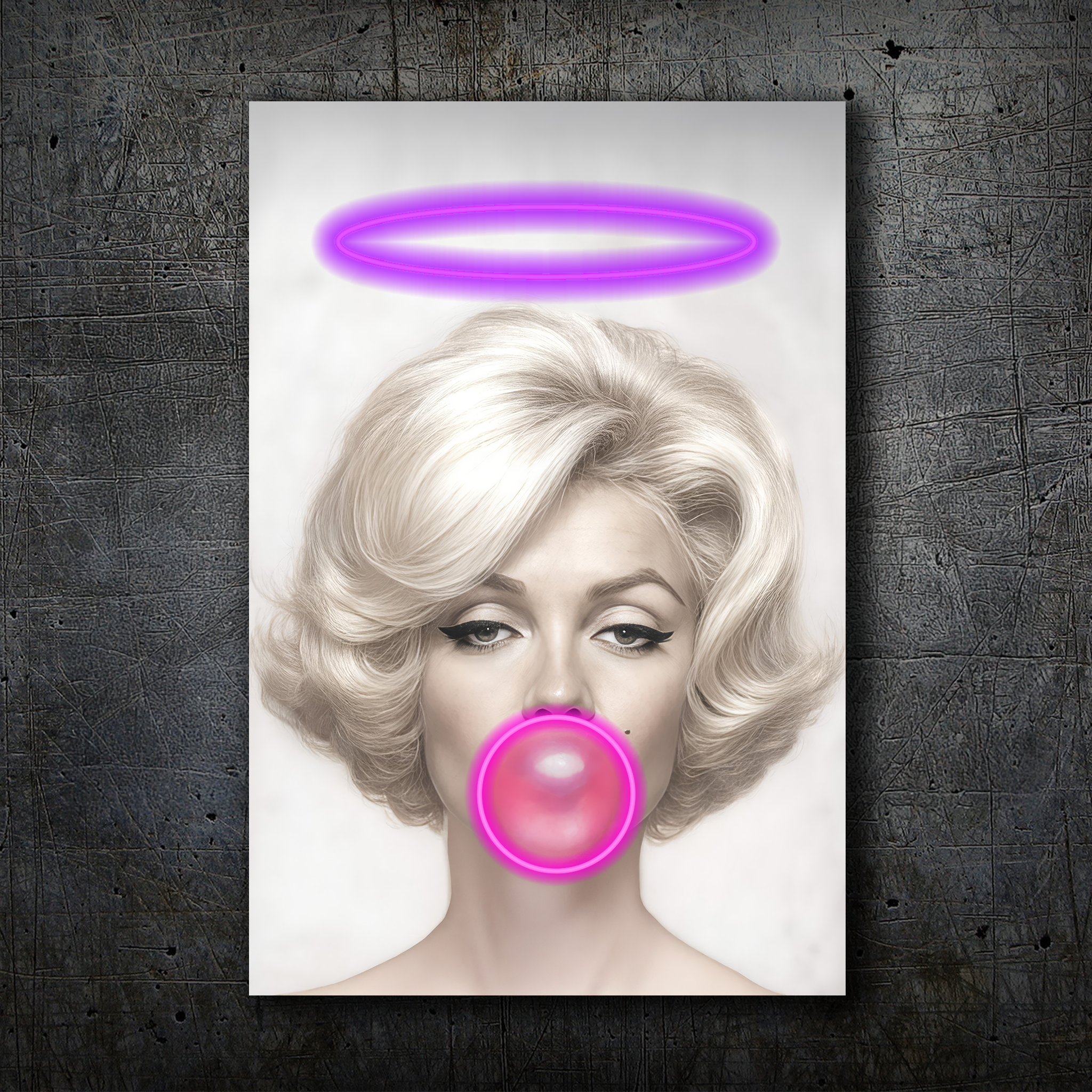 Marilyn Pop Art – Neon Bubblegum & Halo Wall Decor
