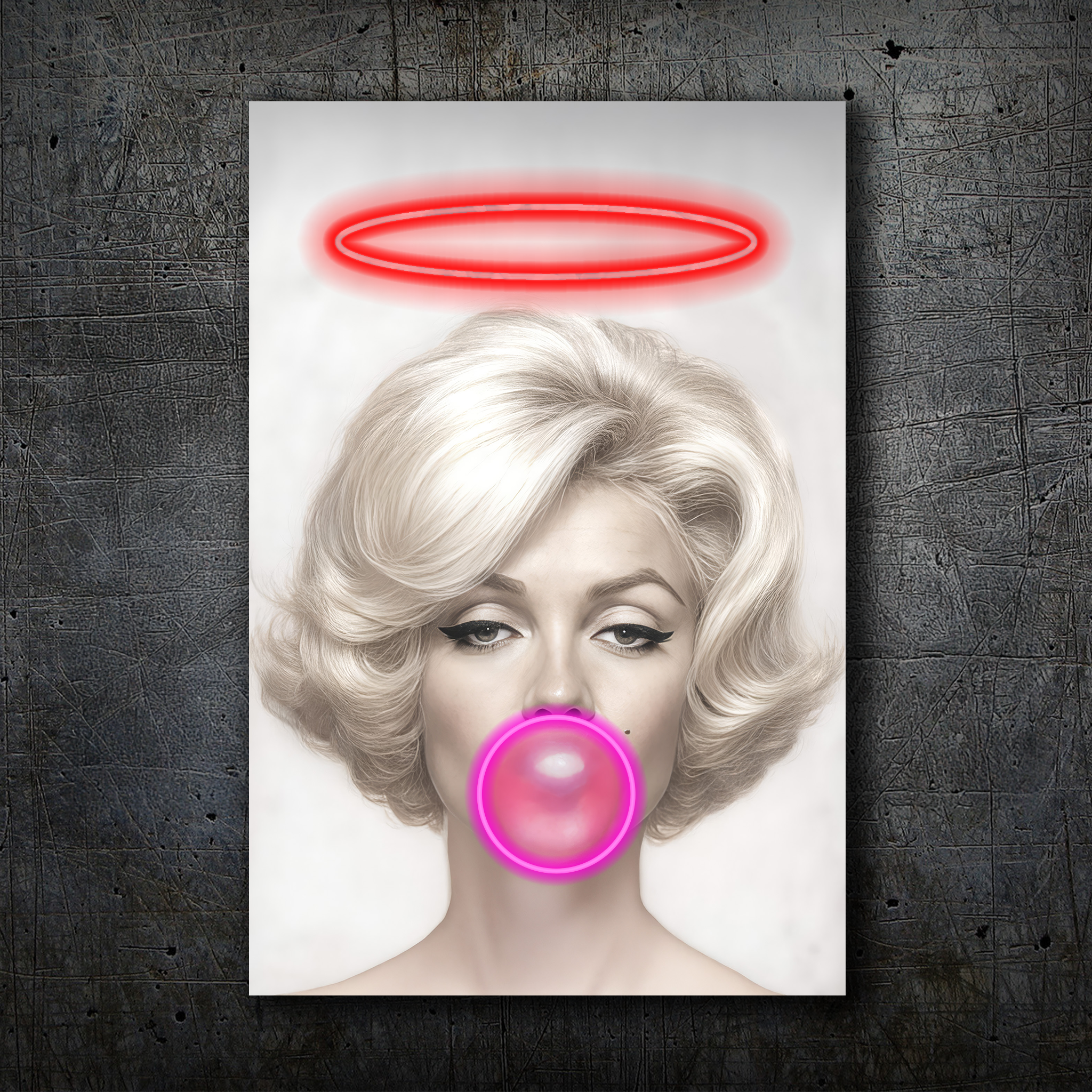 Marilyn Pop Art – Neon Bubblegum & Halo Wall Decor