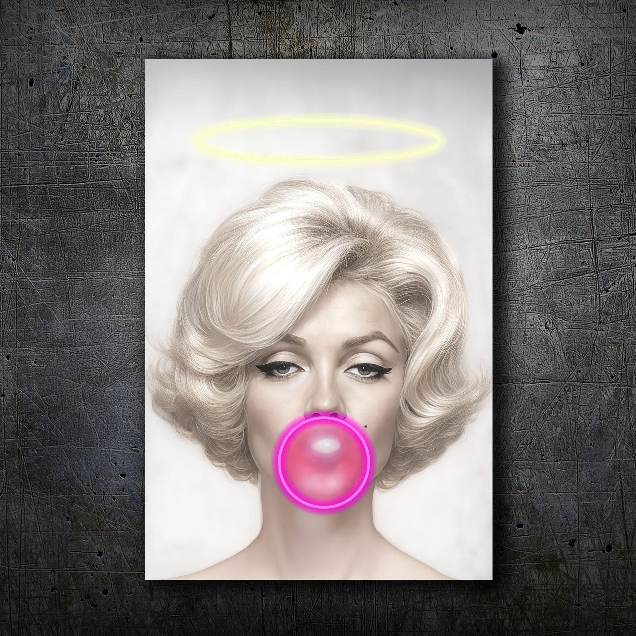 Marilyn Pop Art – Neon Bubblegum & Halo Wall Decor