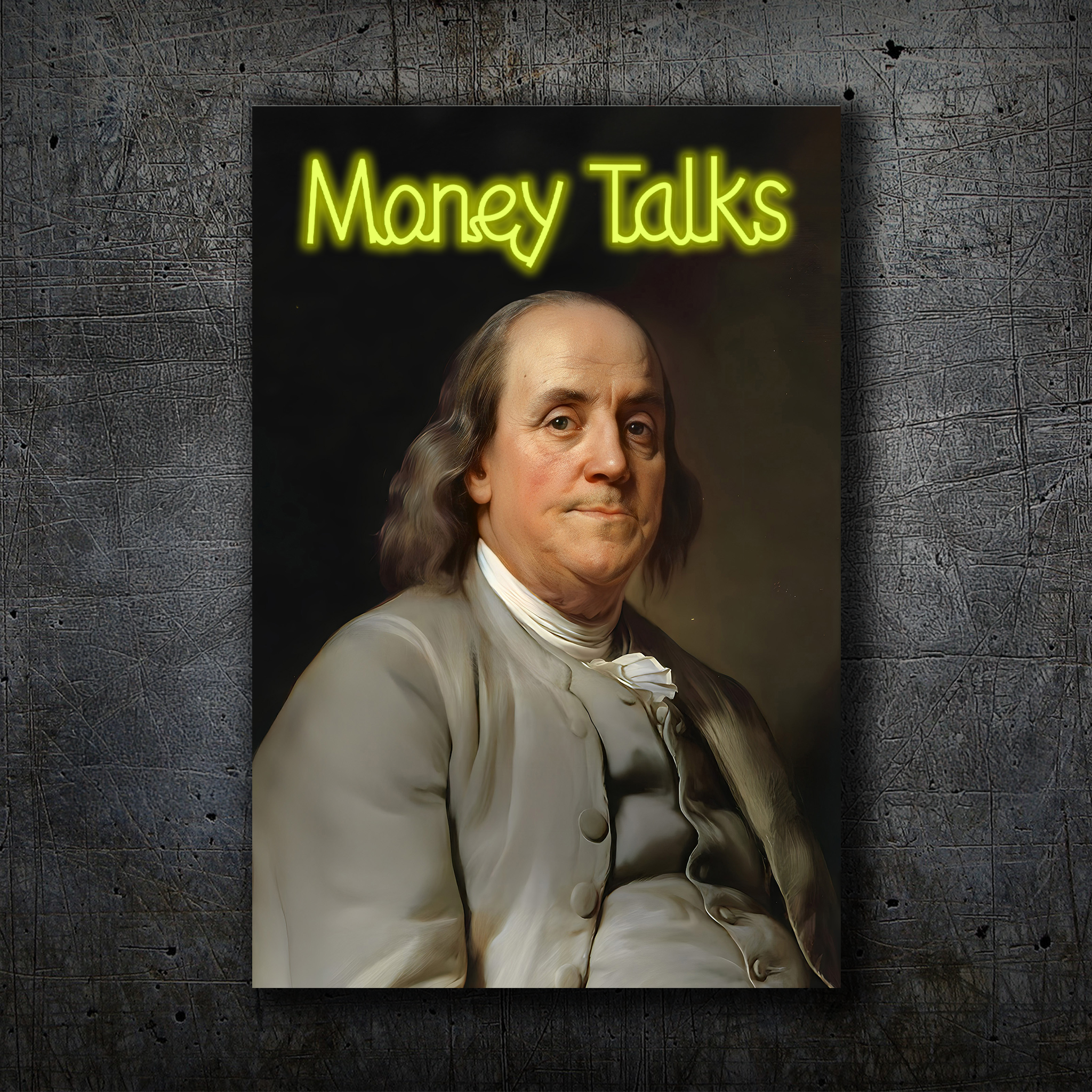 Money Talks - Benjamin Franklin Neon Wall Art Decor