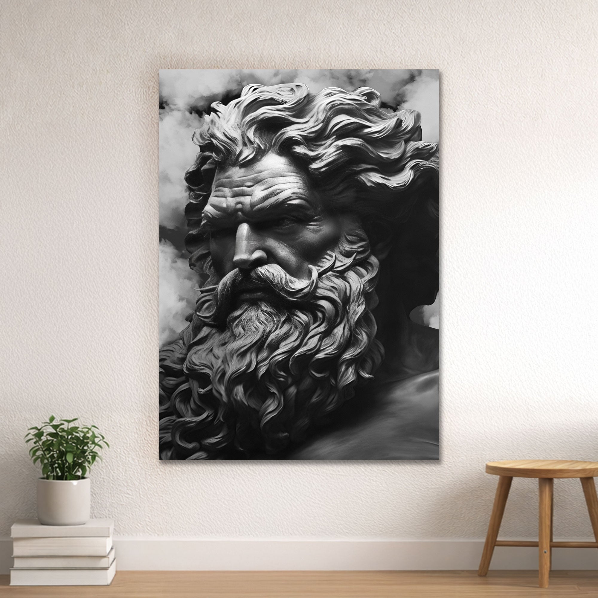 Zeus Blue Line Eyes Neon Wall Art