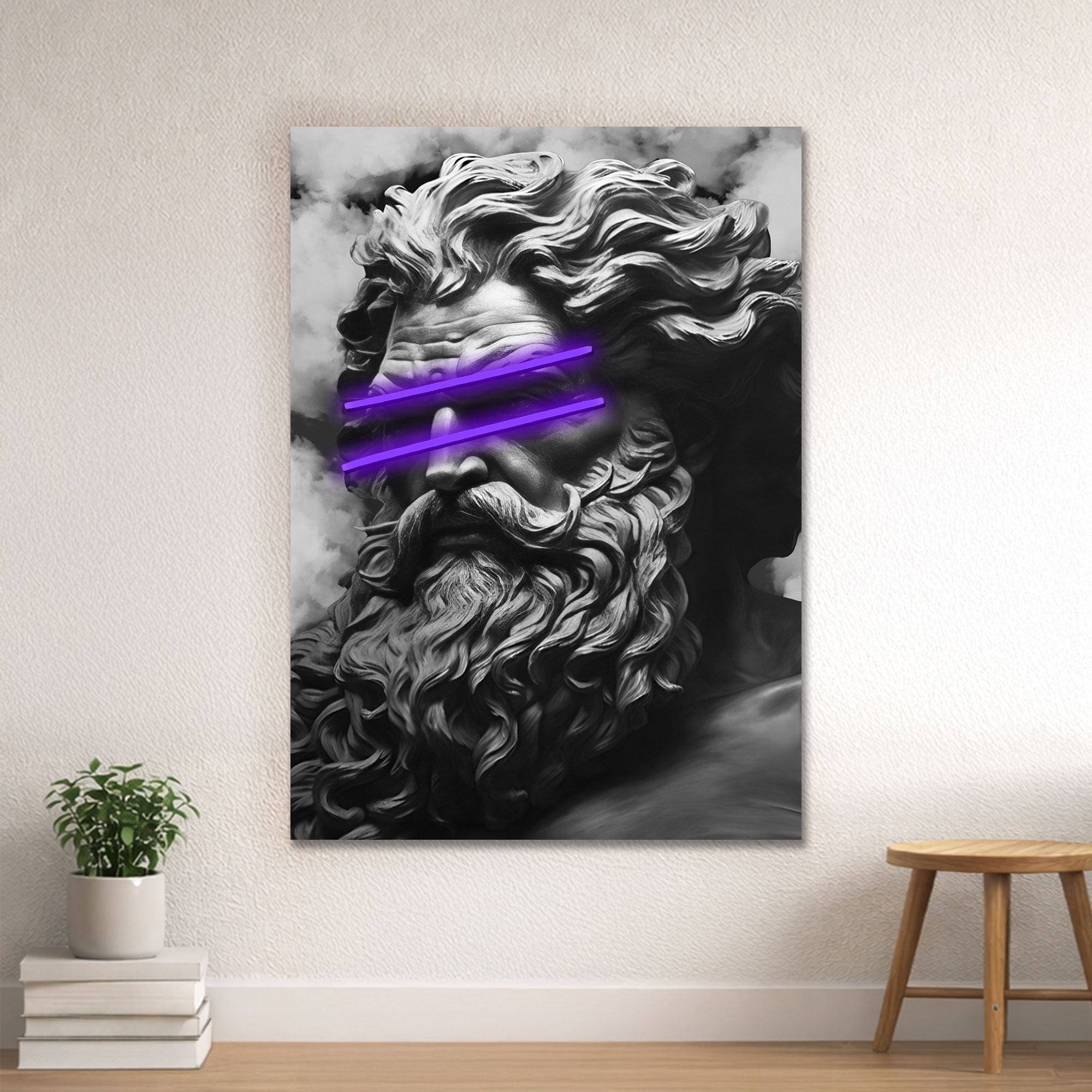 Zeus Blue Line Eyes Neon Wall Art