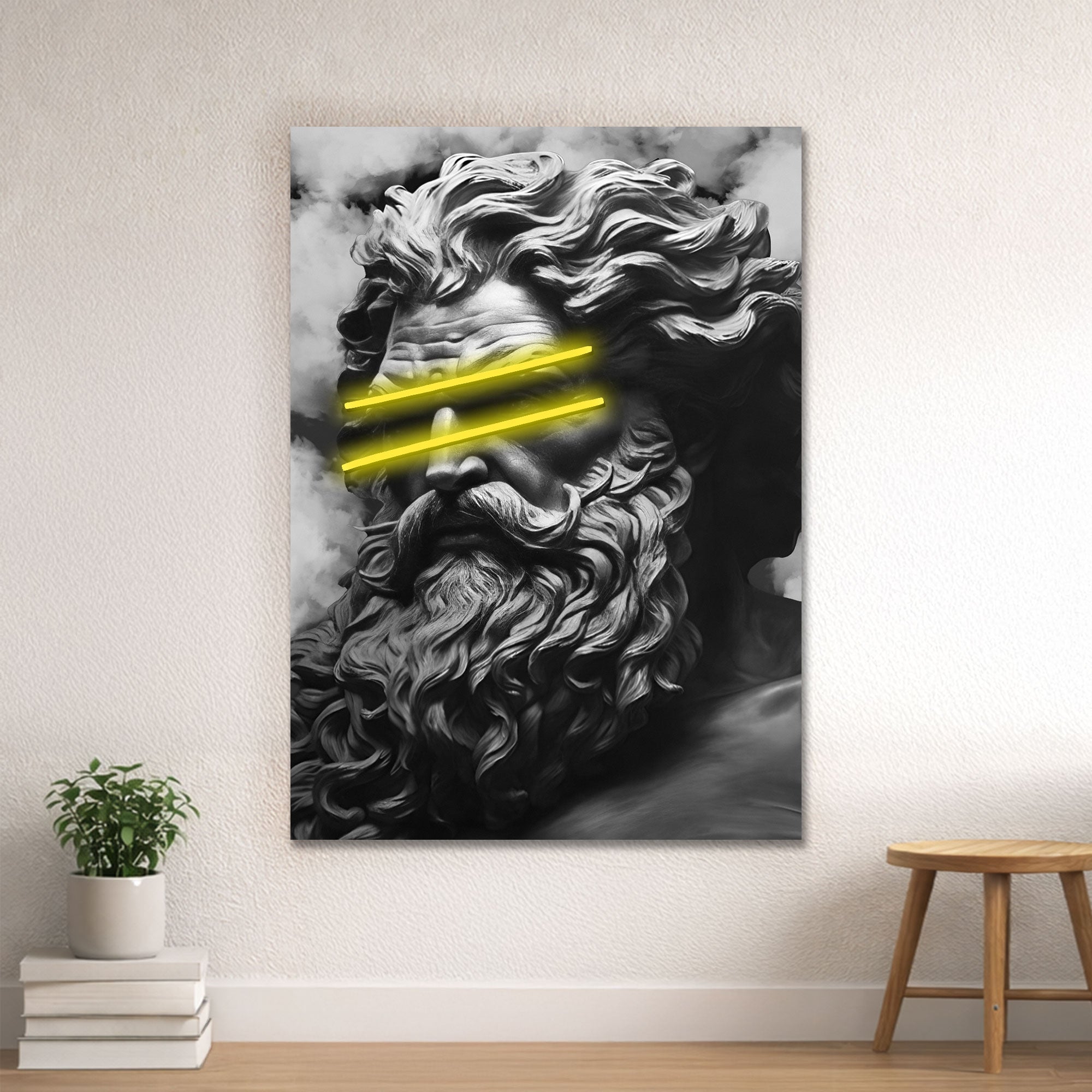 Zeus Blue Line Eyes Neon Wall Art