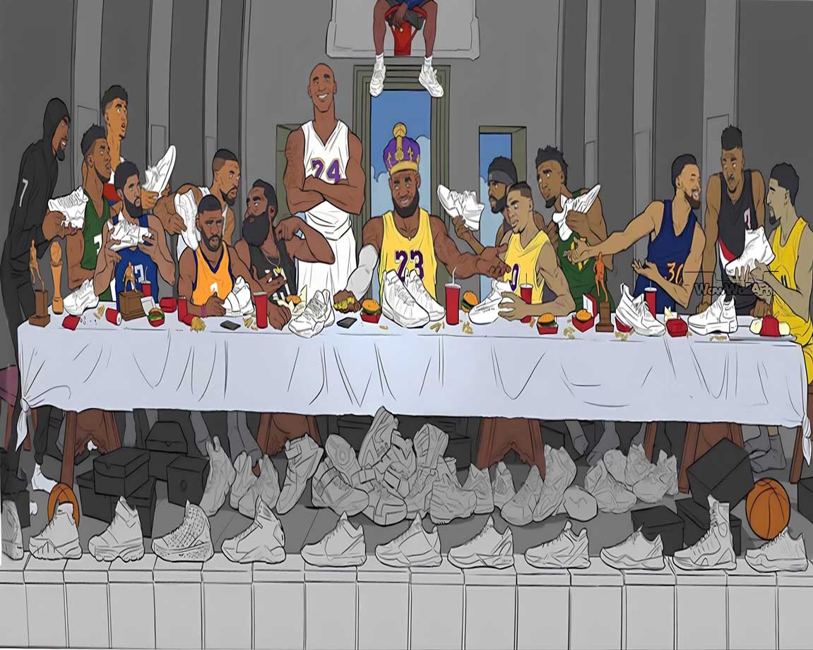 NBA Basketball Legends Last Supper Digital Art - WowWallArts